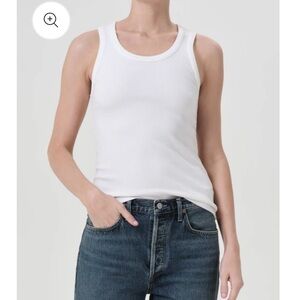 AGOLDE Poppy Scoop Neck Tank Top in White Size XS